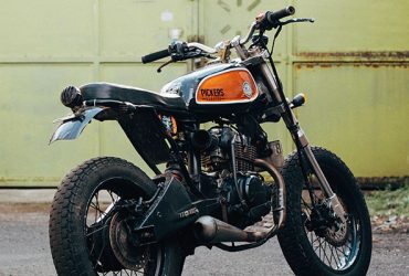 Classic black and orange motorcycle For Sale